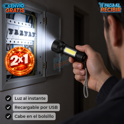 PocketBeam™ 🔦 - Linterna LED recargable USB ⚡