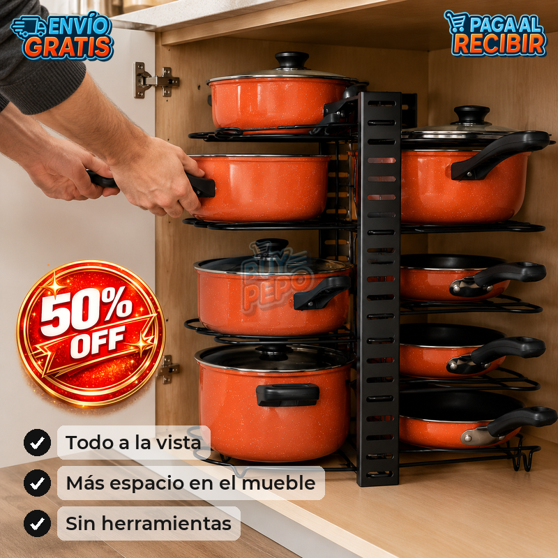 PanStack™ 🍳 - Organizador ollas y sartenes 🗂️