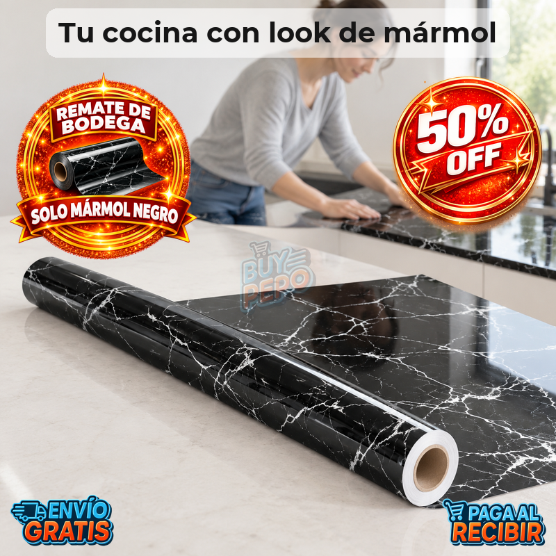 MarbleWrap™ 🖤 - Papel adhesivo efecto mármol ✨