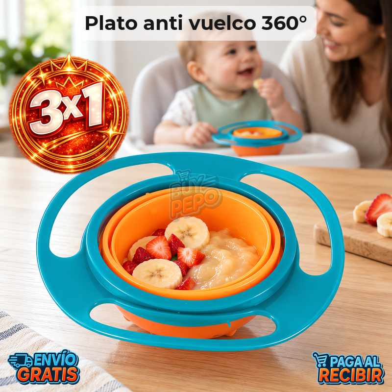SpillGuard™ 🍽️ - Plato antiderrame giratorio 360° 👶