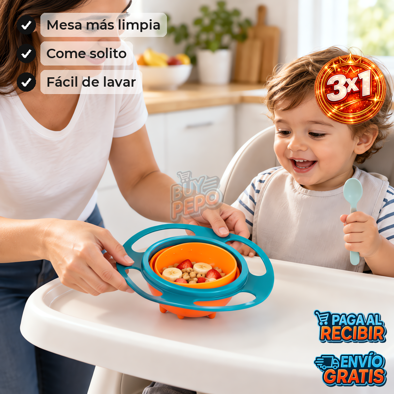 SpillGuard™ 🍽️ - Plato antiderrame giratorio 360° 👶