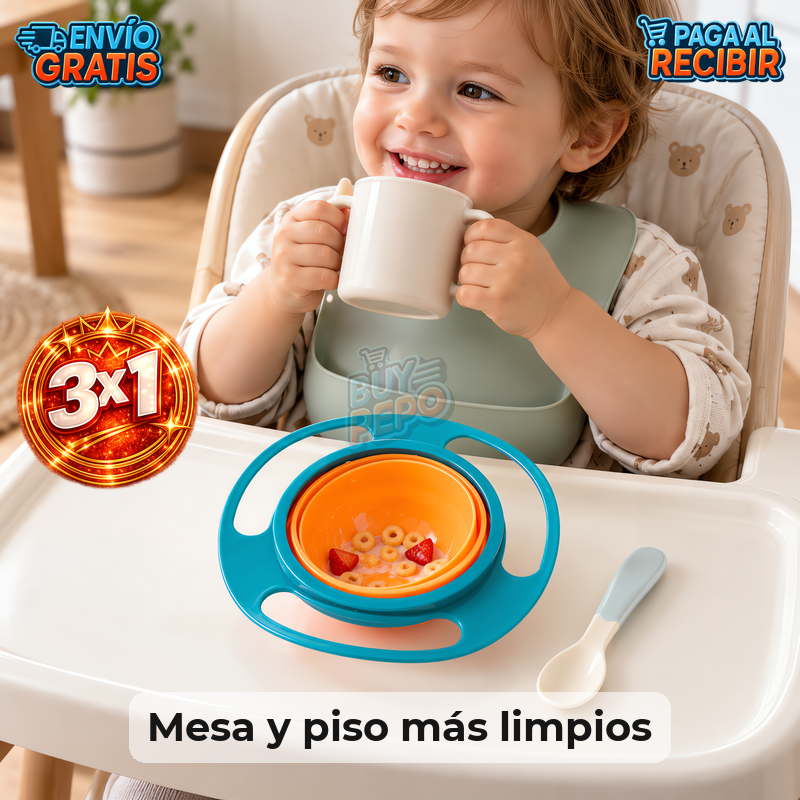 SpillGuard™ 🍽️ - Plato antiderrame giratorio 360° 👶