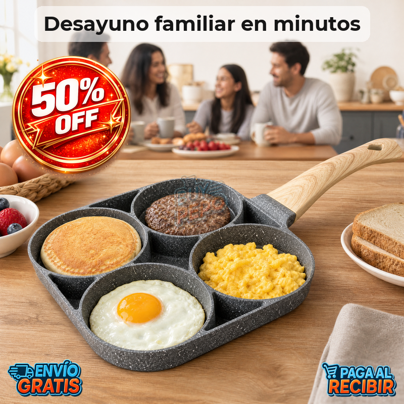 QuadPan™ 🍳 - Sartén antiadherente 4 puestos 🔥