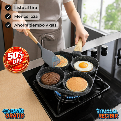 QuadPan™ 🍳 - Sartén antiadherente 4 puestos 🔥