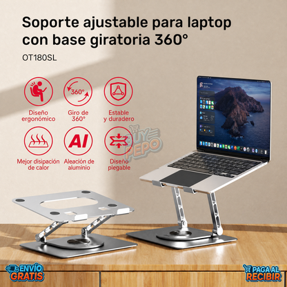 SpinDesk™ 💻 - Soporte giratorio para notebook 🔄